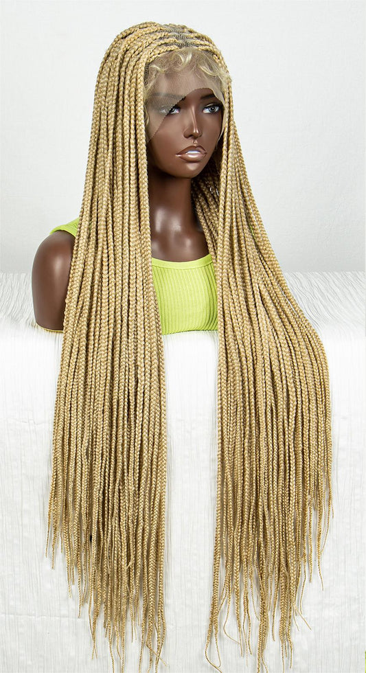Full Lace 36 Inches 613 Platinum Blonde Box Braid Wig